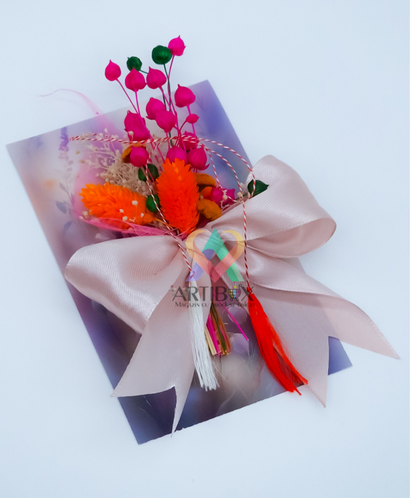Martisoare buchet cu flori naturale uscate - realizat manual [3]