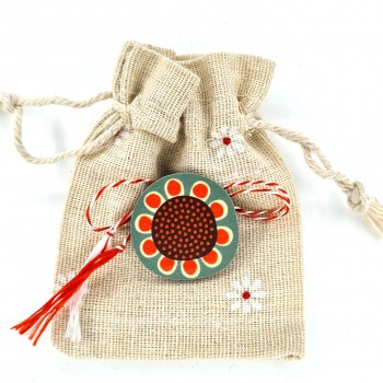 Martisor brosa Floarea Soarelui verde in saculet [1]