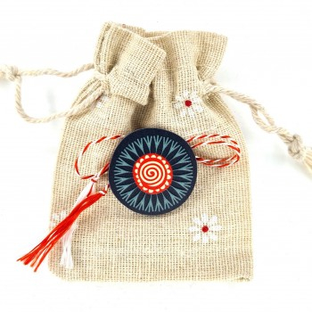 Martisor brosa Floarea Soarelui antracit in saculet [1]