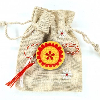 Martisor brosa Floarea Soarelui orange in saculet [1]