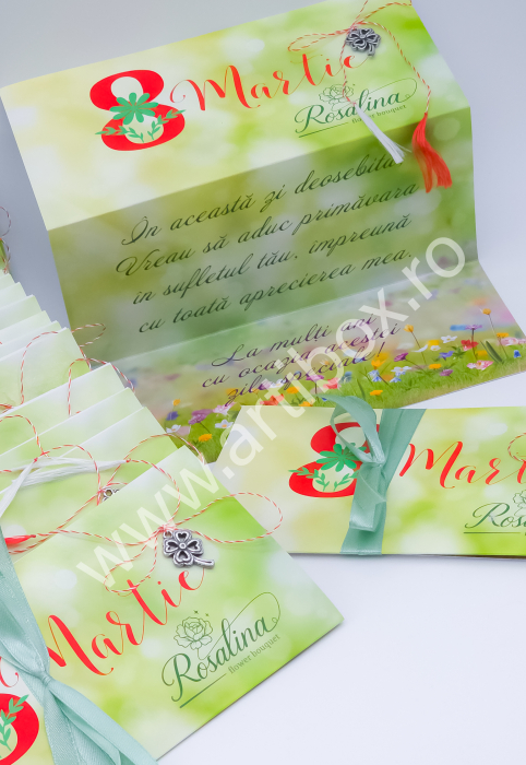 Martisor cu felicitare Luna Martie - Model Flori de primavara [2]