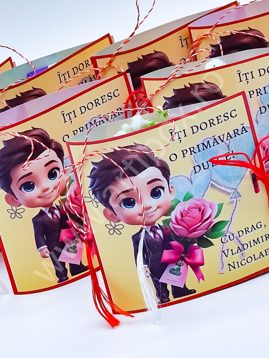 Martisor dulce cu ciocolata si floare cu fundita - Model 1 [2]