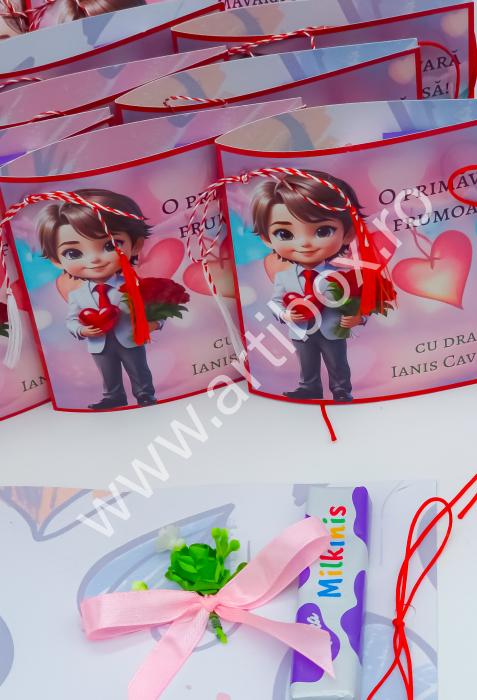 Martisor dulce cu ciocolata si floare cu fundita - Model 2 [8]