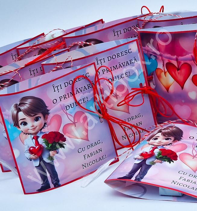 Martisor dulce cu ciocolata si floare cu fundita - Model 2 [2]
