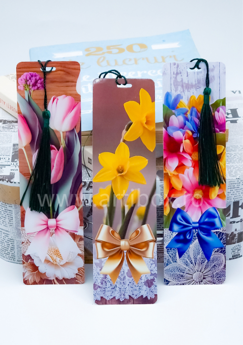 Martisor flori de primavara - semn de carte cu ciucure din matase [2]