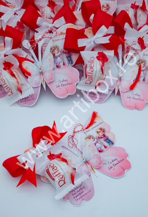 Martisor fluture 3D personalizat, model cu clama fundita si pralina [3]