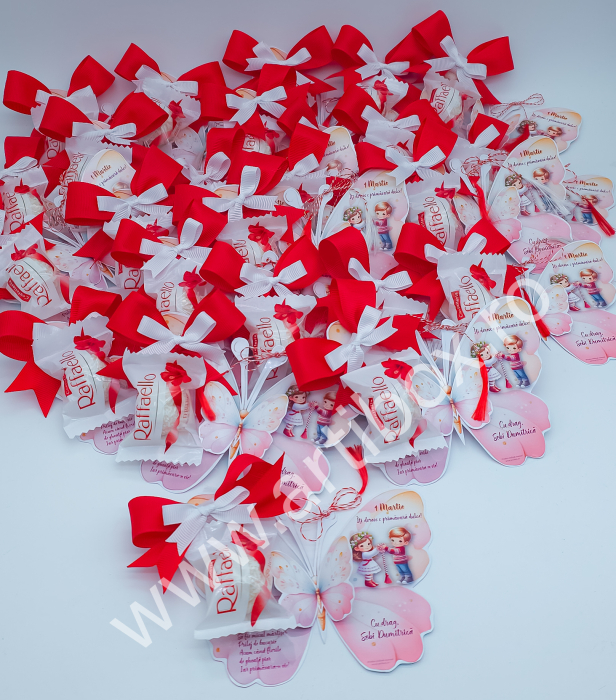 Martisor fluture 3D personalizat, model cu clama fundita si pralina [2]