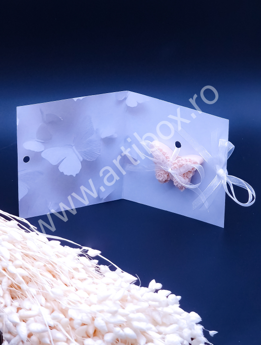 Marturie nunta - Fluture din sapun pe suport cartonat cu fundita [2]