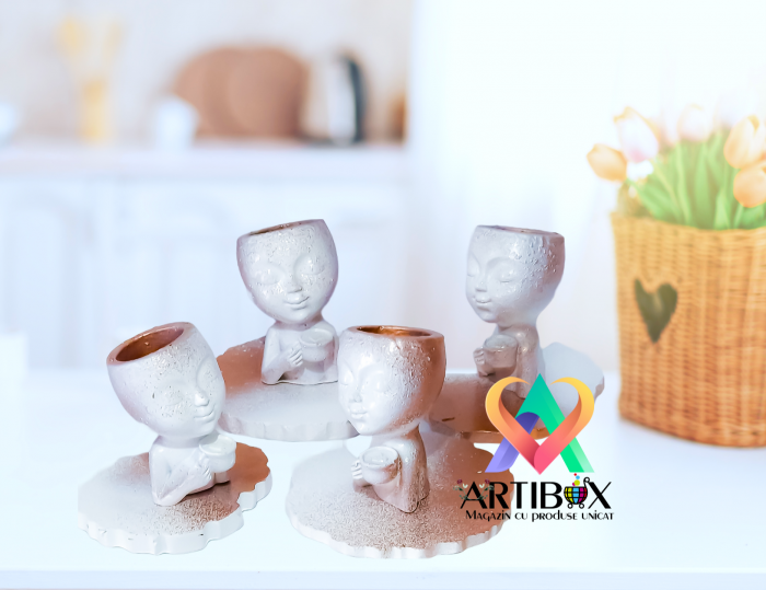 Mini Bol, Ghiveci, Vaza Decorativa la moda 6.5x6.5x10 cm - Coffee Time [8]