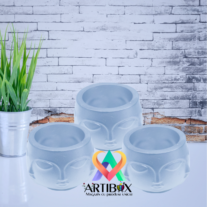 Ghiveci decorativ model abstract cu multe fatete pentru plante suculente [6]