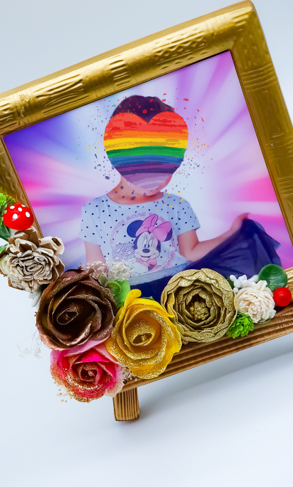 Rama foto din ipsos pentru copii - cu decoratiune florala [2]