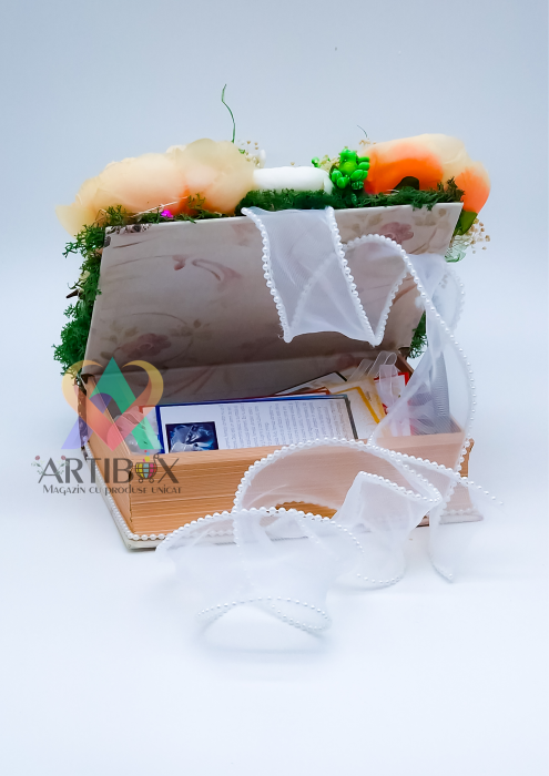 Set 31 de carduri cu citate motivationale in cutie tip carte cu ornament floral si lumini [4]