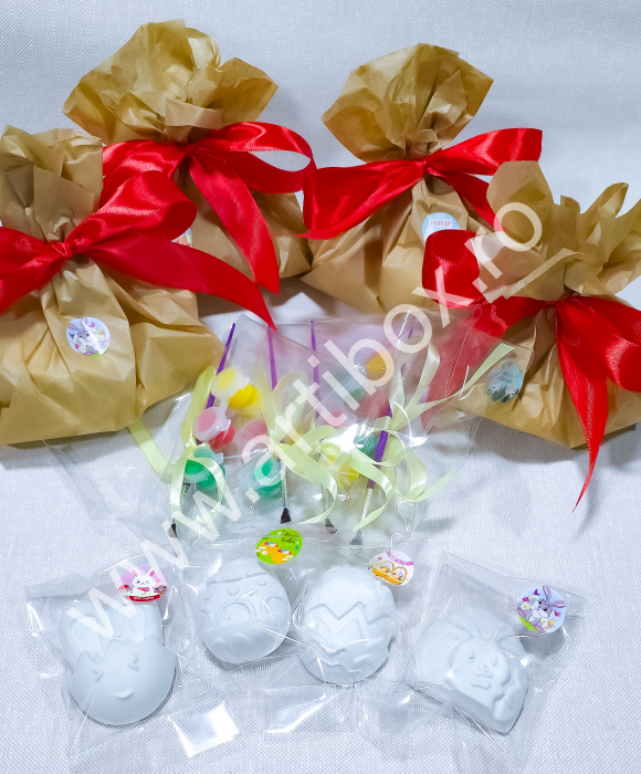 Set Figurine Oua Paste din ipsos pentru pictura - acuarele, pensula incluse [2]