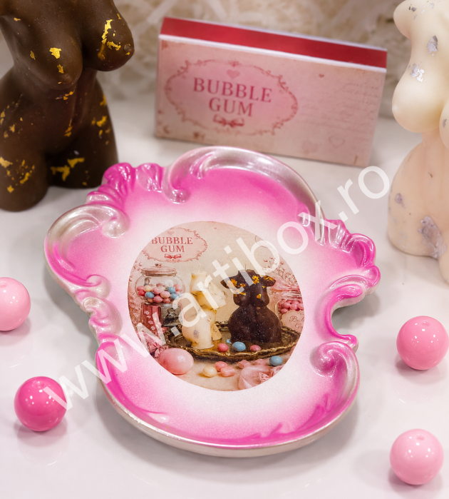 Set lumanari parfumate stil statueta corp femeie, tavita ceramica si betisoare parfumate  - Bubble Gum [2]
