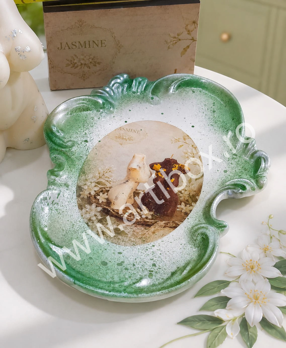 Set lumanari parfumate stil statueta corp femeie, tavita ceramica si betisoare parfumate  - Jasmine [2]