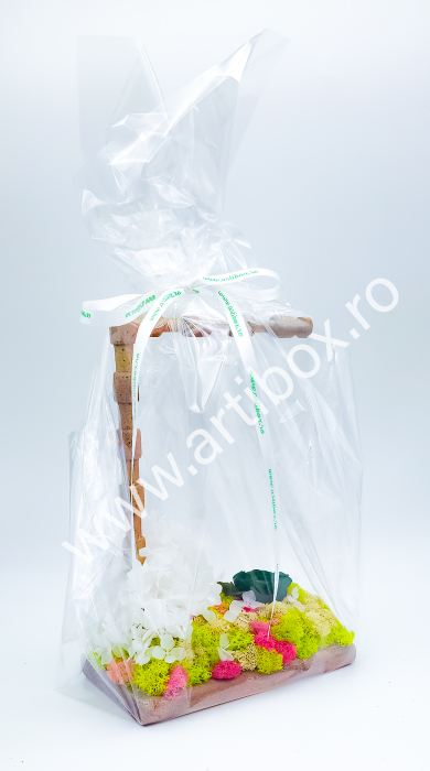 Suport de bijuterii din lemn natur decor licheni naturali stabilizati si hortensii criogenate [3]