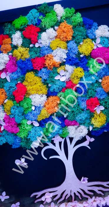 Tablou copacul vietii cu flori criogenate si licheni naturali stabilizati multicolori [2]