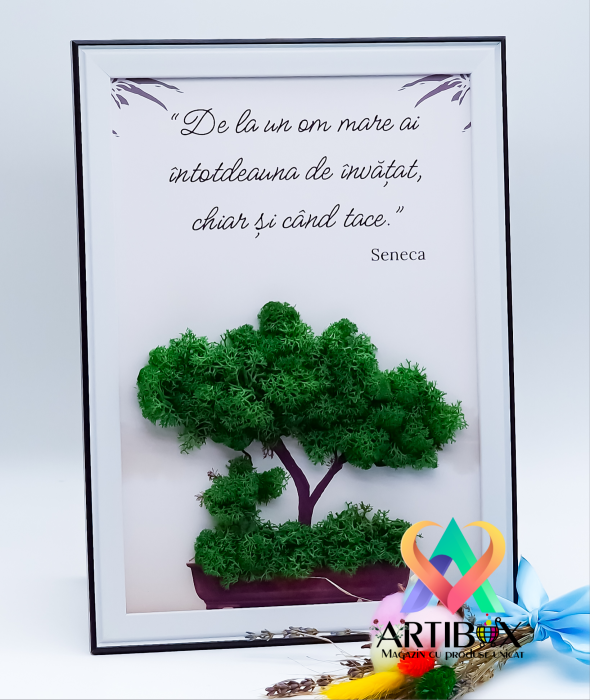 Tablou cu mesaj motivational - Copac cu licheni naturali stabilizati [3]