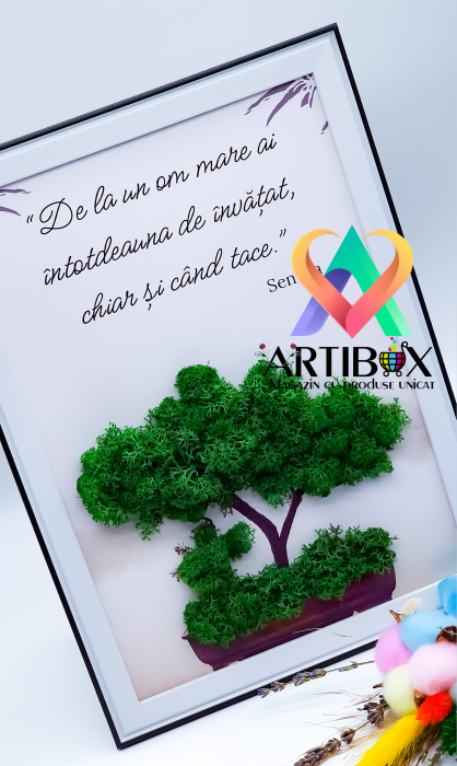 Tablou cu mesaj motivational - Copac cu licheni naturali stabilizati [2]