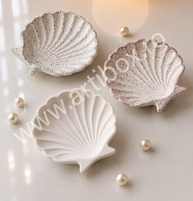 Tavita din ceramica | Decoratiune cadou | Tavita pentru bijuterii model scoica [2]