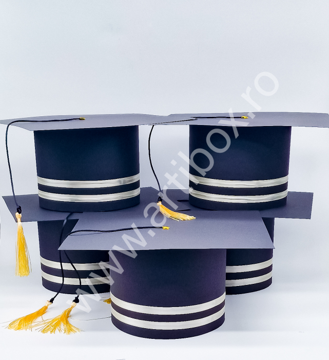 Tocă pentru festivitatea de absolvire - Carton negru cu panglica din satin [11]