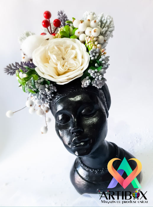 Aranjament cu Vaza din Ipsos glazurat - Printesa Africana [5]
