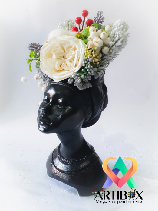 Aranjament cu Vaza din Ipsos glazurat - Printesa Africana [4]