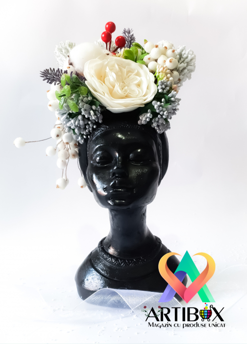 Aranjament cu Vaza din Ipsos glazurat - Printesa Africana [2]