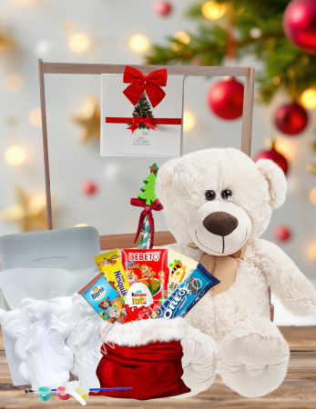 Best Seller - Cadou Mos Nicolae - Set pictura, ursulet de plus si saculet cu dulciuri