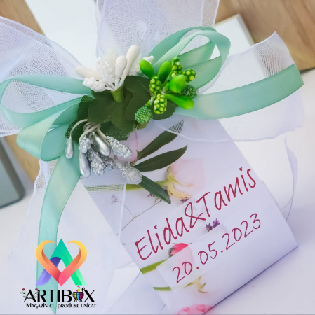 Marturie nunta cu flori, fundite si 2 x Praline Ferrero umplute cu espresso [2]