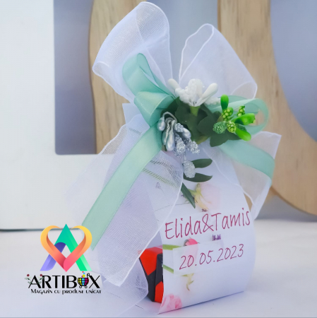 Marturie nunta cu flori, fundite si 2 x Praline Ferrero umplute cu espresso [1]