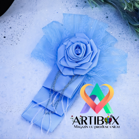 Brosa Eleganta stil Jabou, Papion,  Funda pentru camasi si rochite - Bleu light [1]