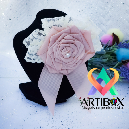 Accesorii dama - Brosa Eleganta stil Jabou, Papion,  Funda pentru camasi si rochite - Rose