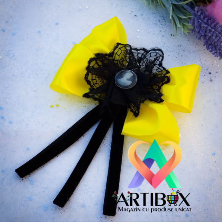 Brosa Eleganta stil Jabou, Papion,  Funda pentru camasi si rochite - Yellow [1]