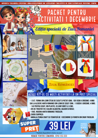 Artibox cu activitati - Activitati pentru copii 1 Decembrie -  Ziua Nationala a Romaniei - Sa invatam sa coasem!