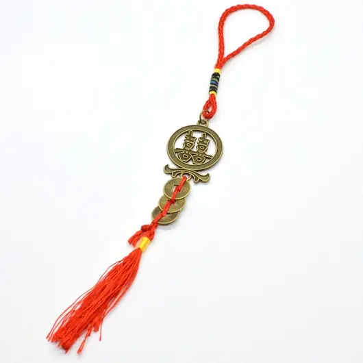 Feng Shui - Amuleta canaf - Feng Shui dubla fericire cu 3 monede chinezesti