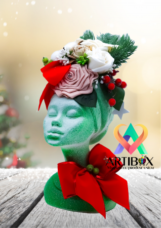 Aranjament de Craciun cu Vaza din Ipsos glazurat - Printesa Africana Craciunita 3 [2]
