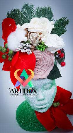 Aranjament de Craciun cu Vaza din Ipsos glazurat - Printesa Africana Craciunita 3 [3]