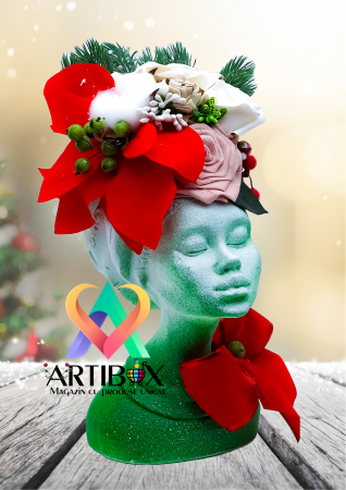 Aranjament de Craciun cu Vaza din Ipsos glazurat - Printesa Africana Craciunita 3 [1]