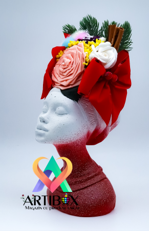 Aranjament de Craciun cu Vaza din Ipsos glazurat - Printesa Africana Craciunita 3 [9]