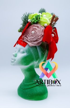 Aranjament de Craciun cu Vaza din Ipsos glazurat - Printesa Africana Craciunita 3 [6]