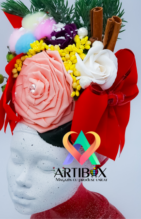 Aranjament de Craciun cu Vaza din Ipsos glazurat - Printesa Africana Craciunita 3 [8]