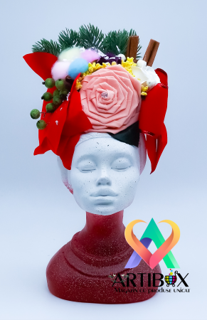 Aranjament de Craciun cu Vaza din Ipsos glazurat - Printesa Africana Craciunita 3 [10]
