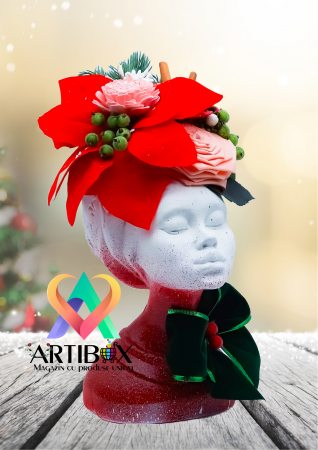 Aranjament de Craciun cu Vaza din Ipsos glazurat - Printesa Africana Craciunita 4 [1]