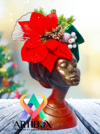 Aranjament de Craciun cu Vaza din Ipsos glazurat - Printesa Africana Craciunita 2 [2]