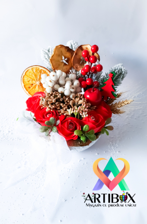Aranjamente florale - Aranjament tematica de sarbatoare in bol reutilizabil din ipsos