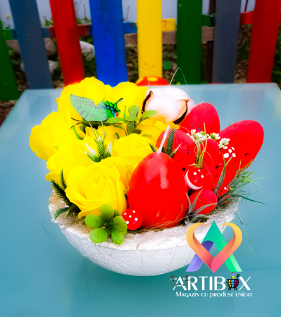 Pasti - Aranjament tematica de Paste cu bol reutilizabil din ipsos