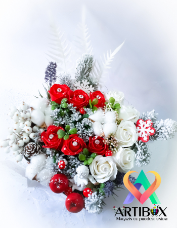 Aranjament tematica de sarbatoare cu ingeras si lumanare con in cutie Gnom [1]