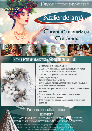 Ateliere creative si educationale - ATELIER CREATIV DE IARNA - Coronita din nuiele cu Craciunita