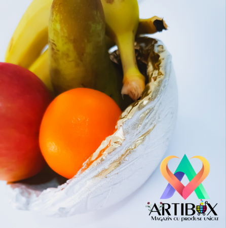 Bomboniera/Bol - Stone - nuanta alb cu efect auriu [10]